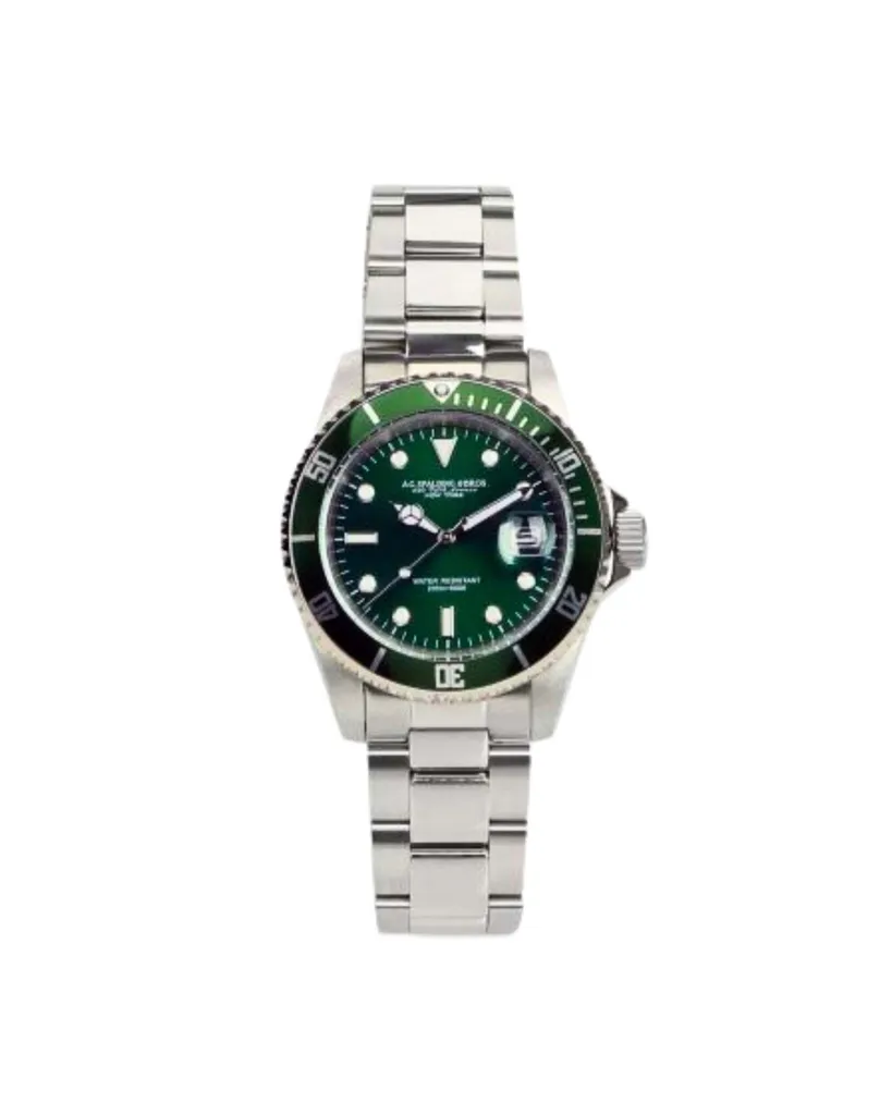 Montre A.G. Spalding & Bros Vert Kaki Boîtier Acier et Bracelet Cuir