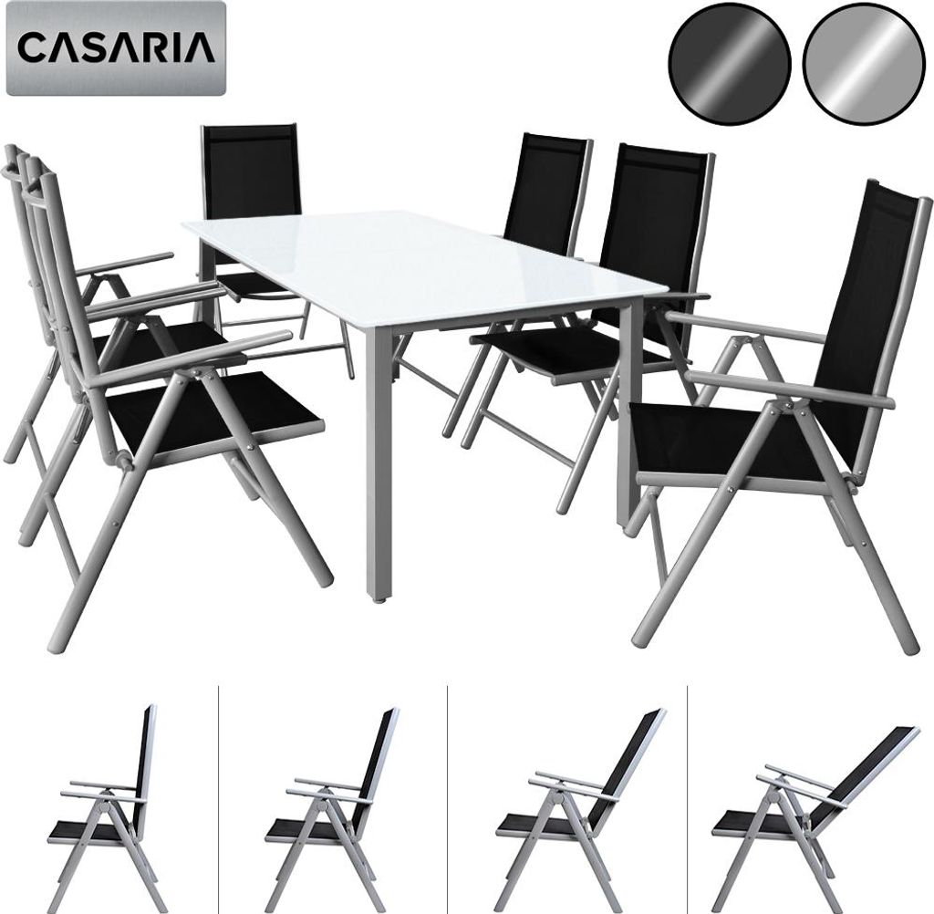 CASARIA® Salon de jardin aluminium 6 personnes table Image du produit 