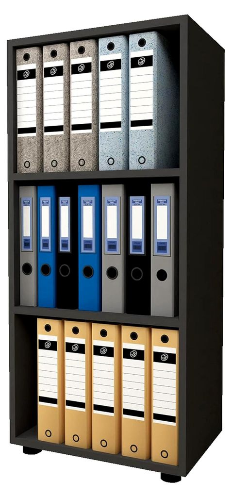 Stehendes Holzregal | platzsparender Aktenschrank | Maße ca. H. 108 x B. 49 x T. 32 cm | Elegantes Regal | Büroregal