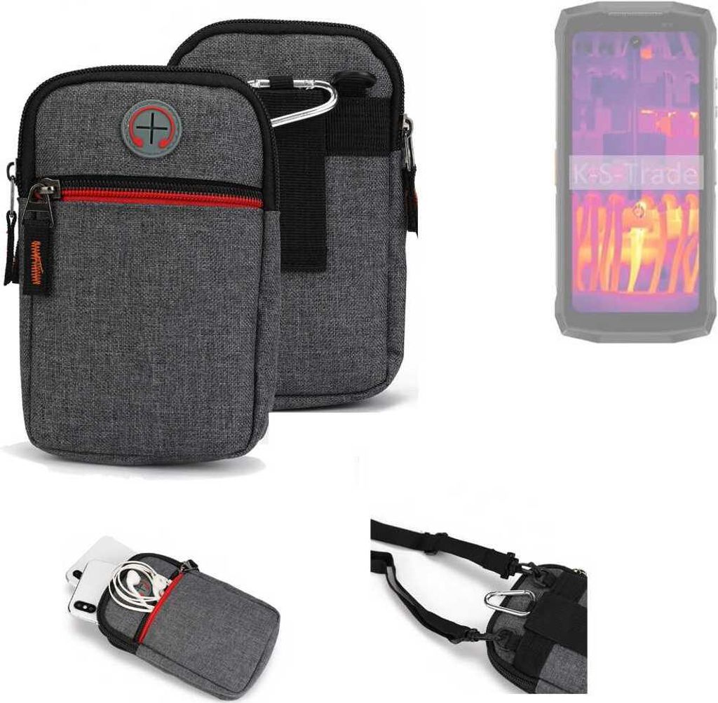 K-S-Trade Holster Gürteltasche kompatibel mit Ulefone Armor Mini 20 Pro Handy Tasche Schutz Hülle grau Zusatzfächer 1x