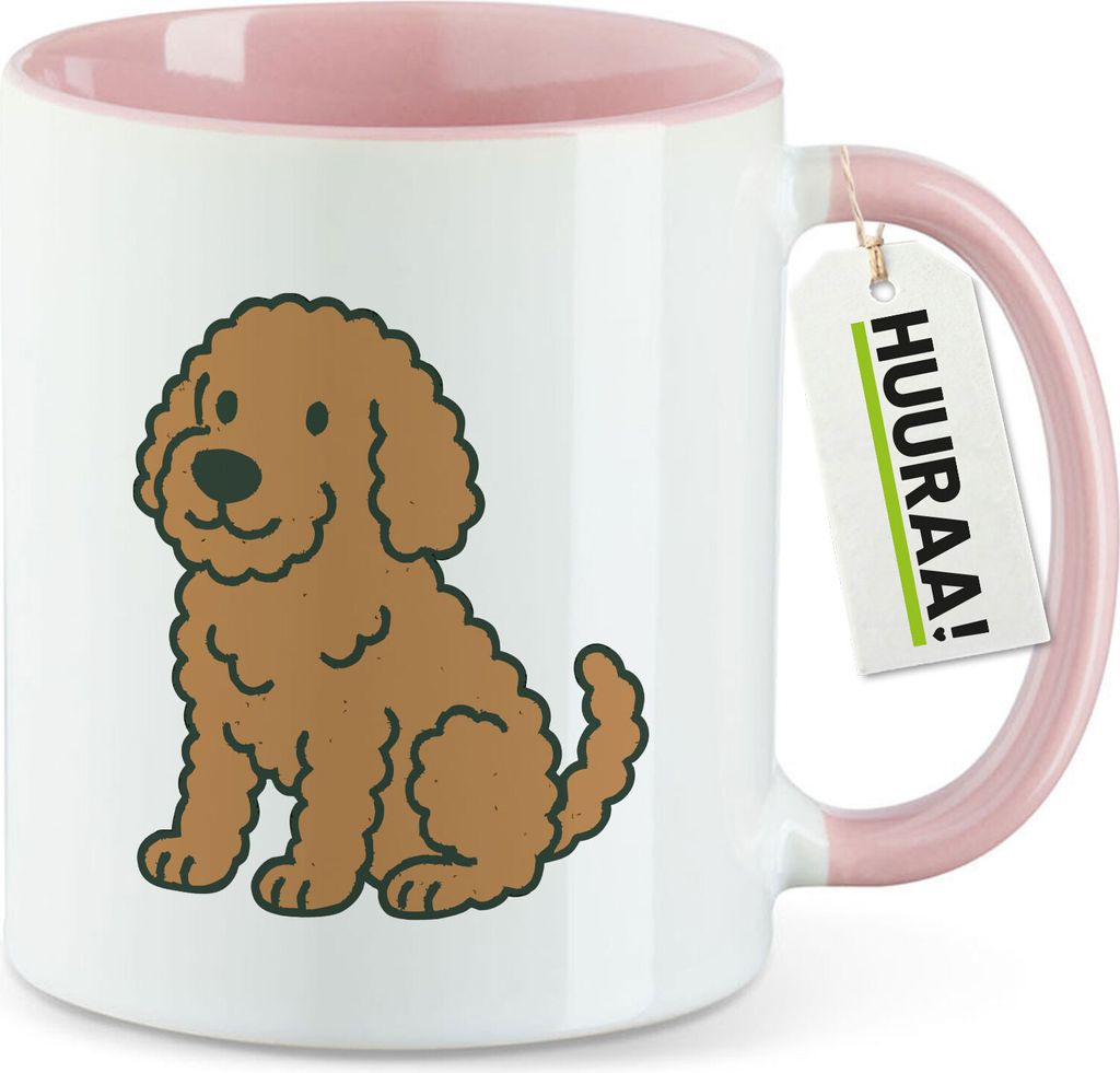 Huuraa Kaffeetasse Labradoodle Comic Labradoo 330ml Rosa Keramik Kaffeebecher Geschenkidee