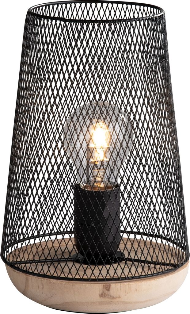 Tischlampe - Braun - Schwarz - Metall - Holz - 15 x 23 cm Produktbild 