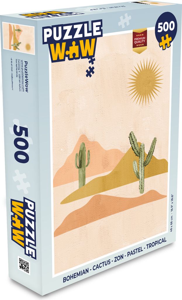 MuchoWow Puzzle 500 Teile Bohemian - Kaktus - Sonne - Pastell - Tropisch - Denken - Spiel - Toy