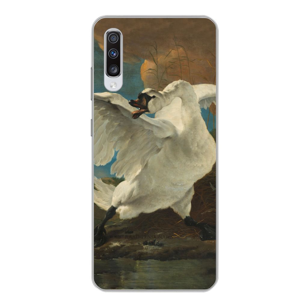 MuchoWow Handyhülle Schutzhülle Hülle für Samsung Galaxy A70 Der bedrohte Schwan - Gemälde von Jan Asselijn Silikon Softcase Handy Hülle - ...