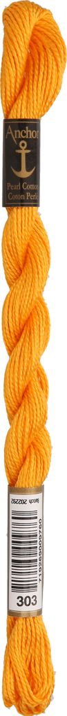 Anchor Perlgarn Stärke 5 4585000-00303 dottergelb Stickgarn, 100 % Baumwolle, 5g Strängchen