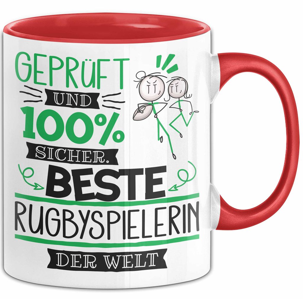 Beste Rugbyspielerin Der Welt Tasse Geschenk für Eine Rugbyspielerin Und Sicher Geschenkidee Geburtstag Weihnachten (Rot)