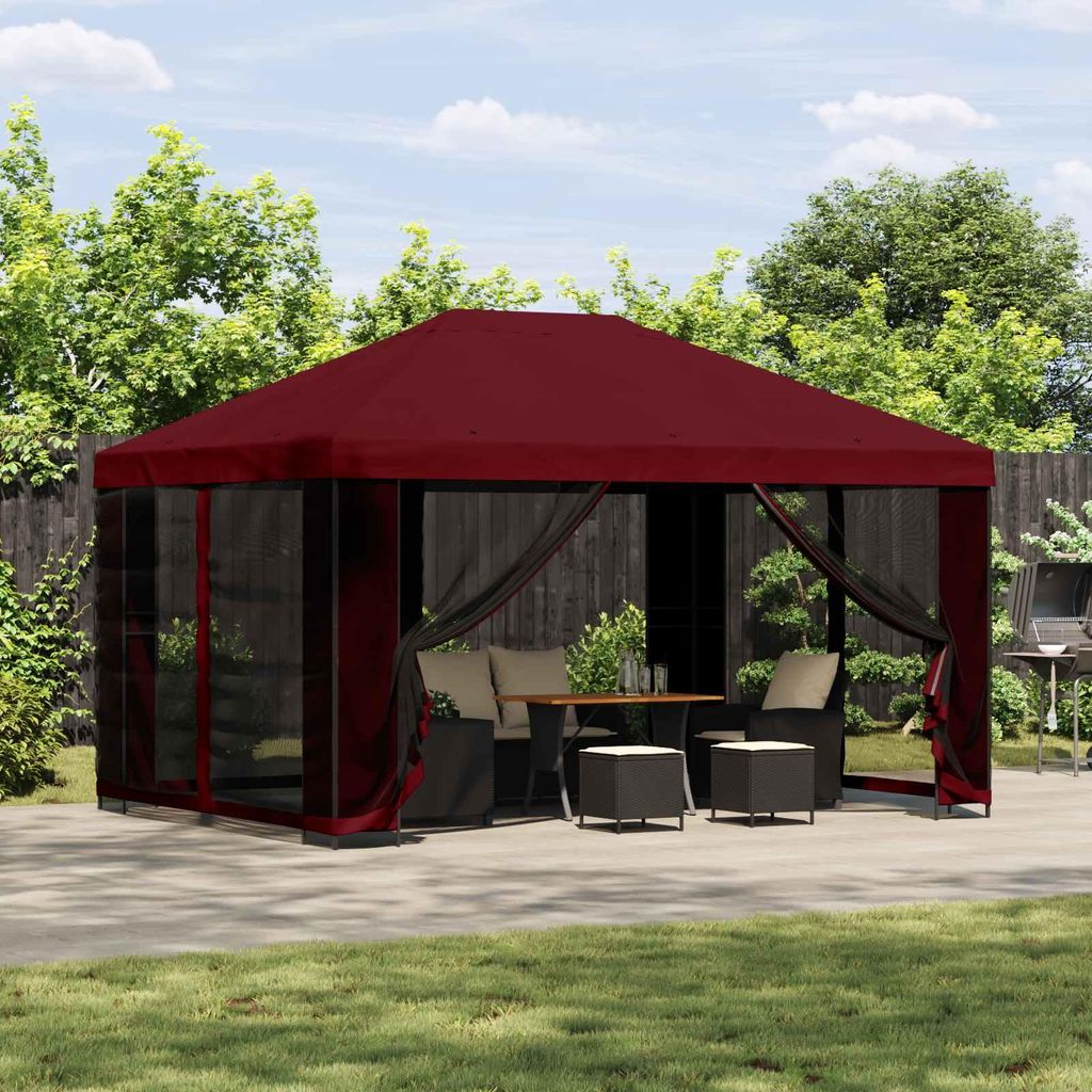 Möbel Garten Pavillon mit Seitenwänden 4 x 3 m BordeauxrotPavillons & Partyzelte - Pavillons & Partyzelte c8546
