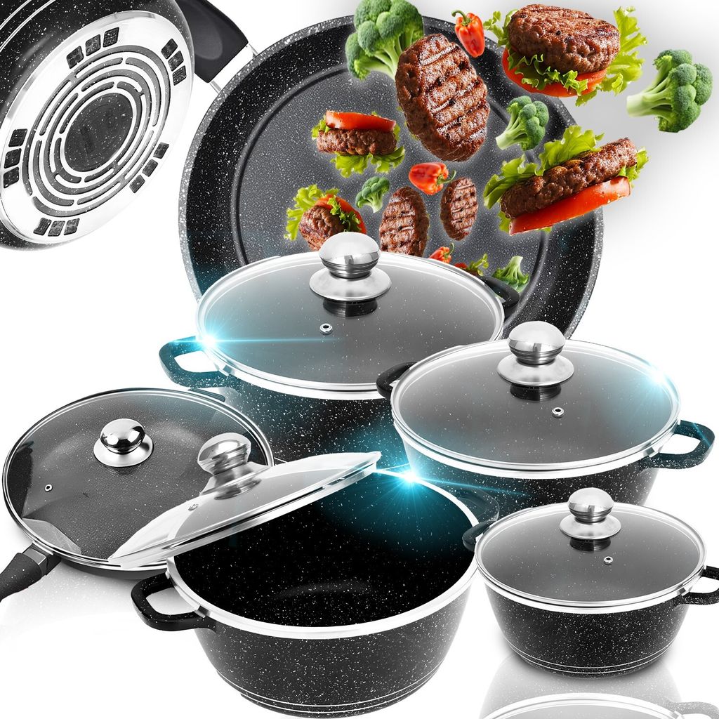 Topfset 12-teilig Aluminium Keramik Kochgeschirr Produktbild 1