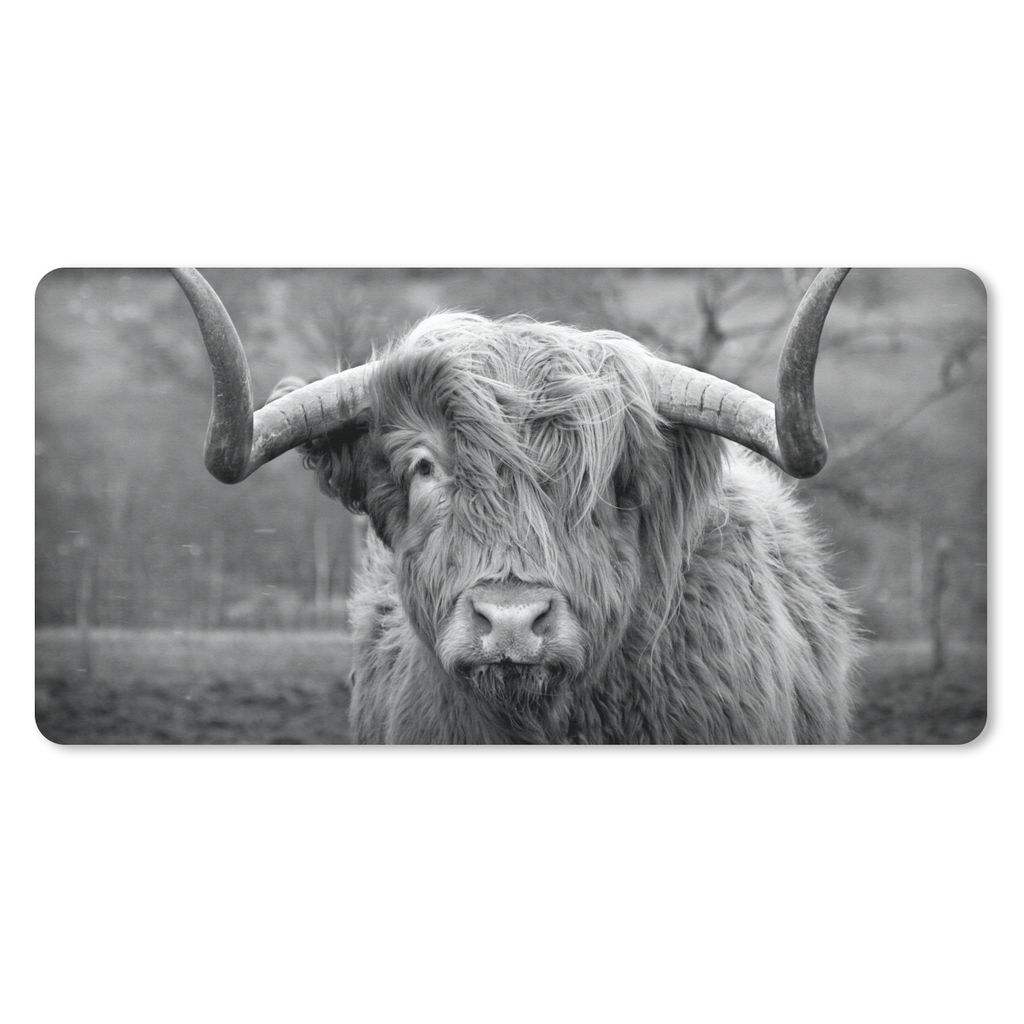 MuchoWow Mauspad Mousepad Schottischer Highlander - Kuhkopf - Landschaft - Natur - Kuh 60x30 cm - Mousepads - Maus Mat - Pad - Mausunterlage - Na...