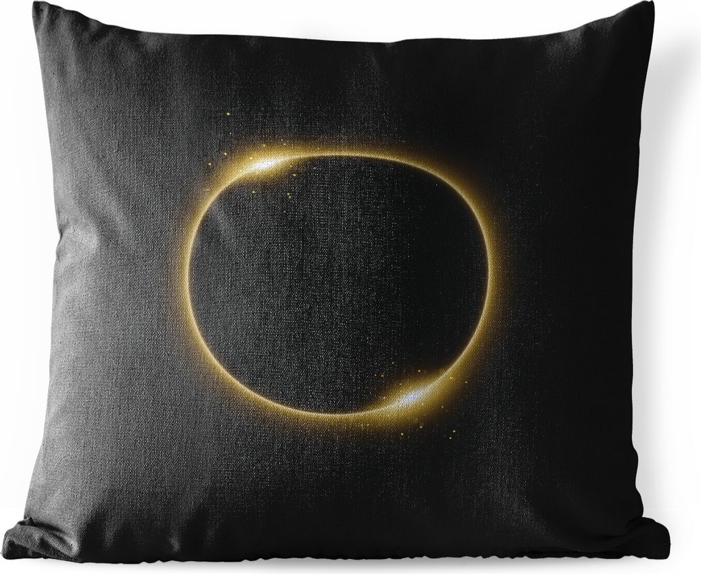 MuchoWow Outdoor Kissen - Eine Illustration einer Sonnenfinsternis mit goldenem Schein - 45x45 cm - Wetterfest - Lounge Kissen - Fotokissen - Dek...