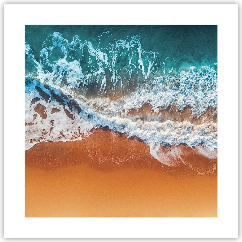 Poster - Poster ohne Rahmen - Sand Wasser Strand - 40x40 cm - Wand Bild - Wanddeko - Wandbilder - Kunstposter - Wandposter - Bilder - Kunstdruck - ...