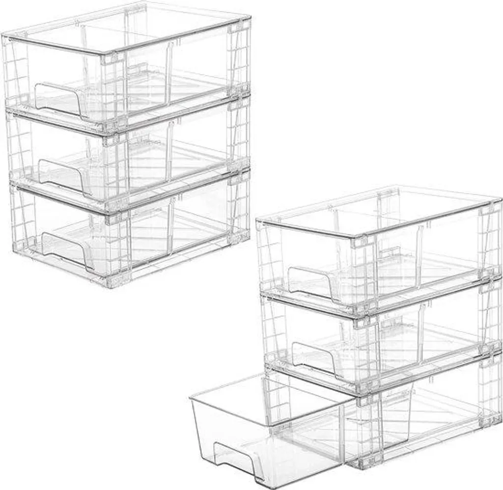Organisateur de rangement transparent empilable pour salle de bains