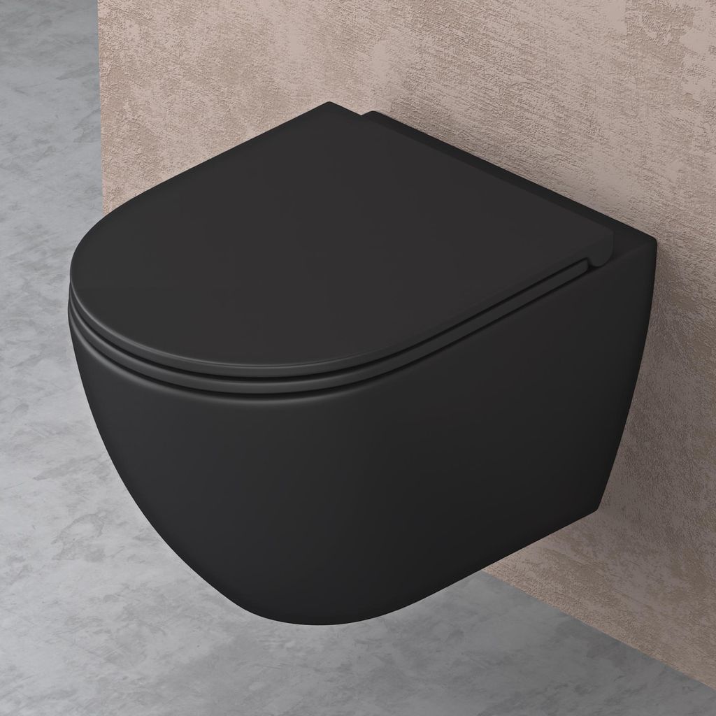 doporro WC Suspendu Gris Noir Mat Cuvette Céramique Image du produit 