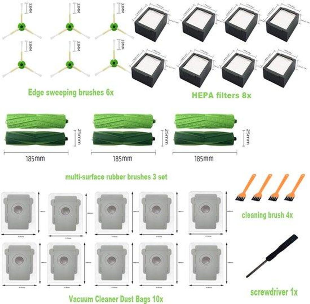 Ersatzteile für iRobot Roomba Modelle i3, i4, i6, i7, i8/Plus, E5, E6, E7, Borstel- und Filter-Ersatzteile