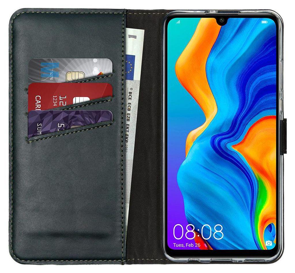 Selencia Echtleder Klapphülle Huawei P30 Lite - Grün Produktbild 