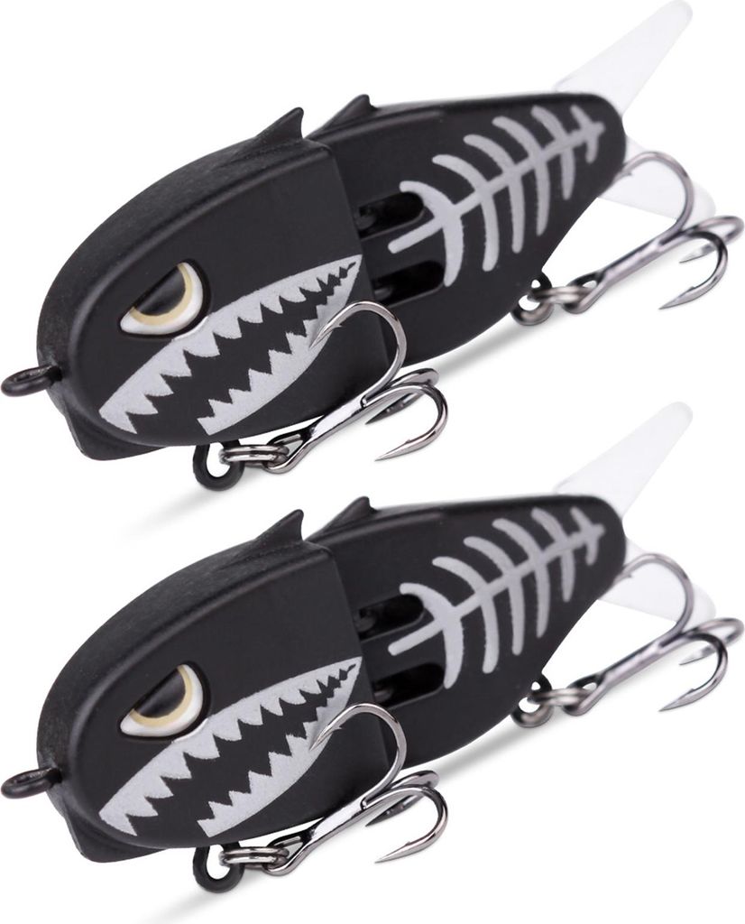 2 Stück 6 cm/6,5 g mehrgliedriger Bleistift-Angelköder mit Doppelhaken, langsam sinkend, 2-teiliger Swimbait, harter Kunstköder, Süßwasser-/Sa...