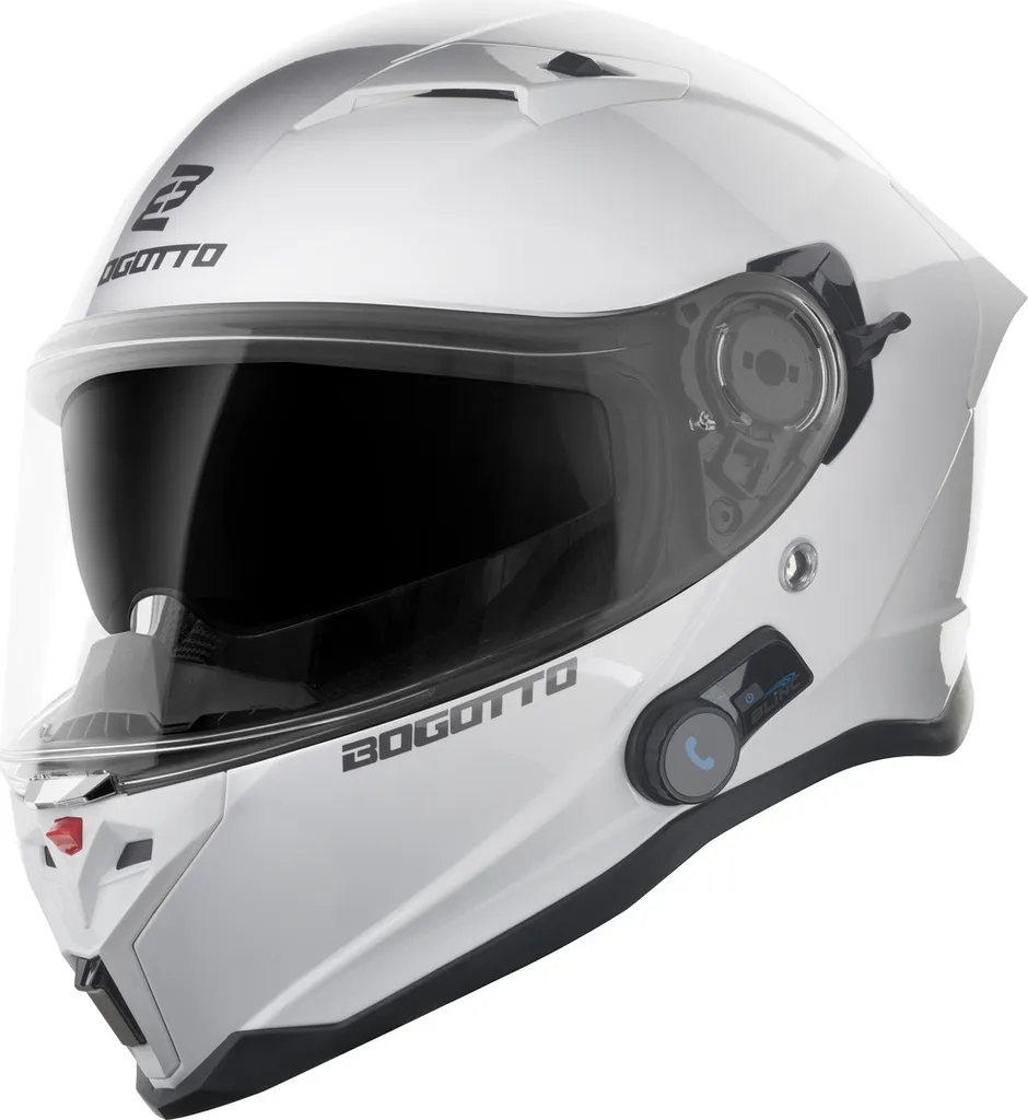 Casque Moto Bluetooth Bogotto H153 BT Blanc avec Écran Anti-buée
