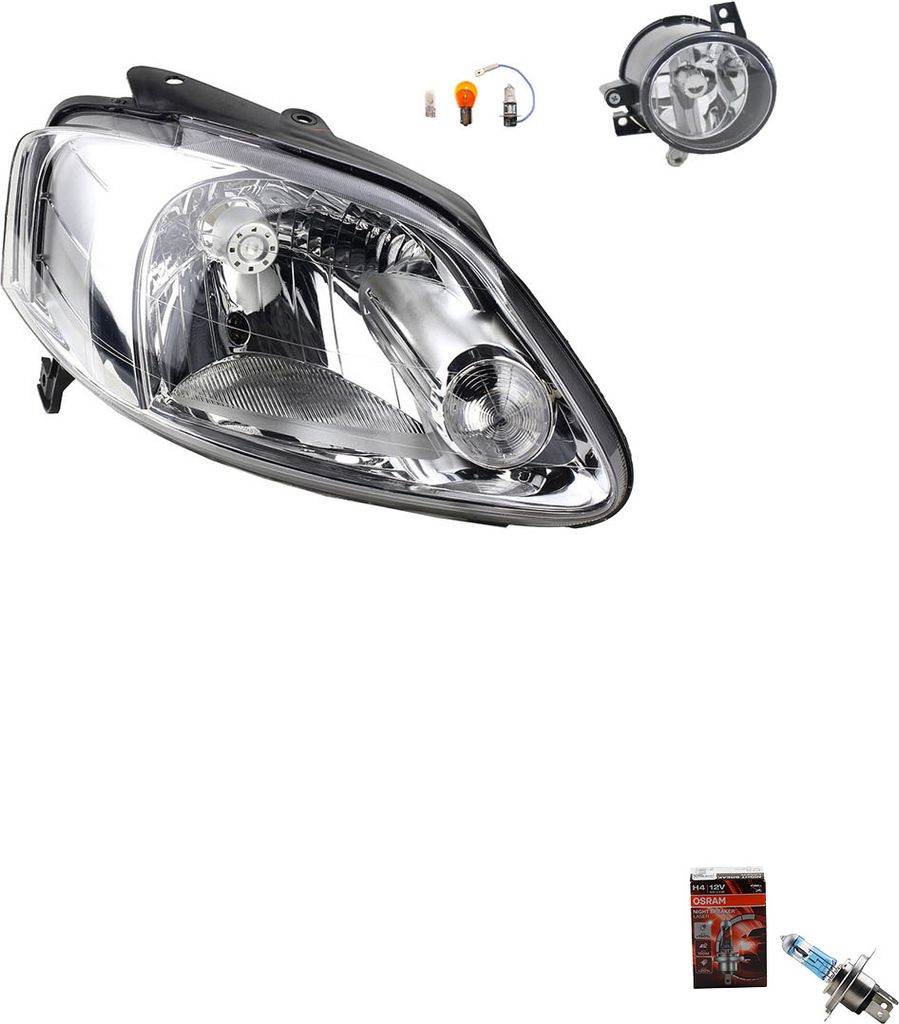 Johns, Scheinwerfer + Osram Night Breaker Laser passend für VW Fox 5Z1 04/05-12/06 H4 R 5Z1941044A 5Z1941006A 6Q0941700 5P0941704 5W0941700 5W0941...