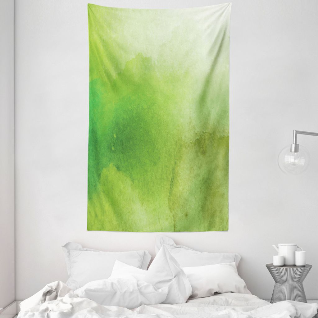 ABAKUHAUS Salbei Wandteppich und Tagesdecke, Grunge Aquarell Unscharfe aus Weiches Mikrofaser Stoff Waschbar ohne Verblassen Digitaldruck, 140 x 23...