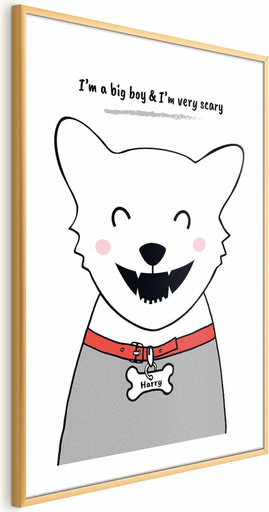 Poster di Harry il cane 60x90 cm con cornice dorata con margine