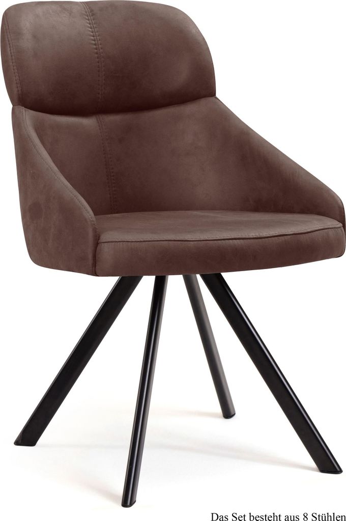 Esszimmerstuhl (8er-Set) Denni 52x82x63 Schwarz/Braun