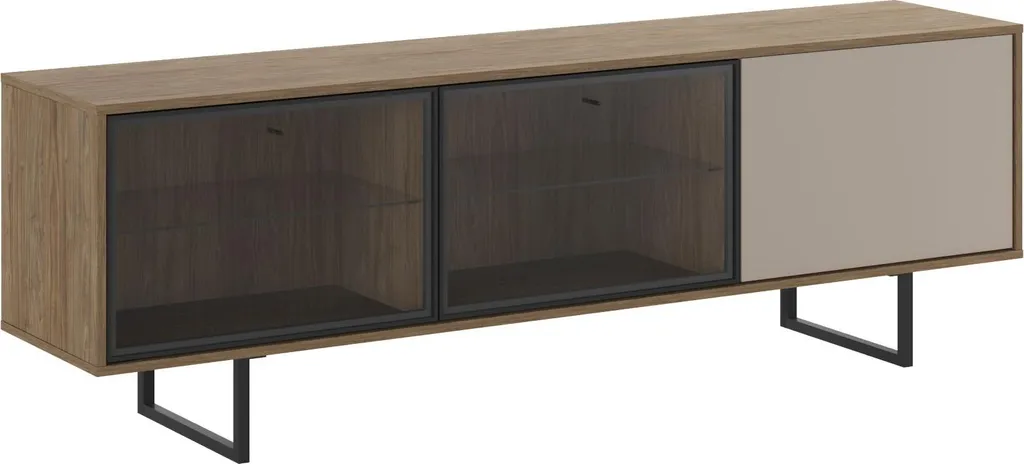 Banc TV en Chêne Marron Serrata de 185 cm avec Rangement Multimédia