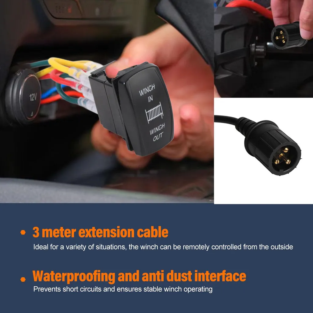 Rallonge à 3 pôles pour télécommande de treuil 12V 3m - Câble robuste - 5