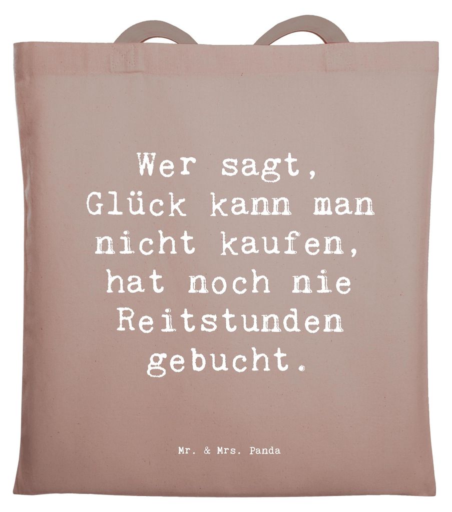 Mr. & Mrs. Panda Einkaufstasche Spruch Reitlehrerin Freude - Braun Pastell - Geschenk, Pferdeliebhaberin, Pferd, Beruf, handgefertigte Geschenke, B...