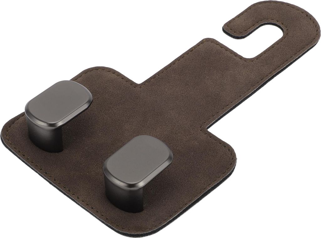 1 Stück für Geldbörsen und Taschen, Handyhalter Auto Kopfstützenhaken Robuste Auto Rückenlehnenaufhänger Braun Kunstleder Metall 16,8x10cm