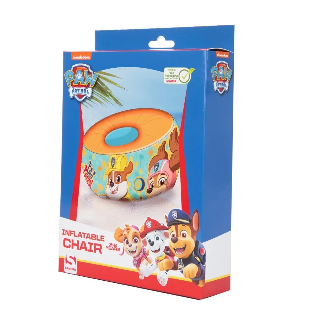 Chaise gonflable Paw Patrol bleue, fauteuil enfant Pat Patrouille