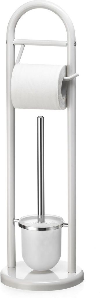 Toilettenpapierhalter EGON mit Bürstenhalter, weiß - Produktbild 