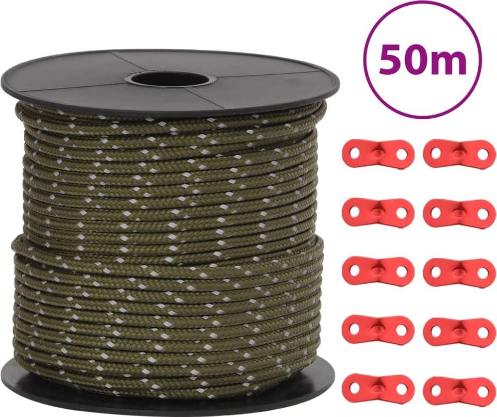 "2026 Promotion" Zeltleine Reflektierend mit Seilspannern 50 m 4 mm - Campingzelte MM695