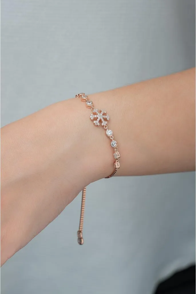 Bracelet ajustable femme en argent massif avec oxydes de zirconium