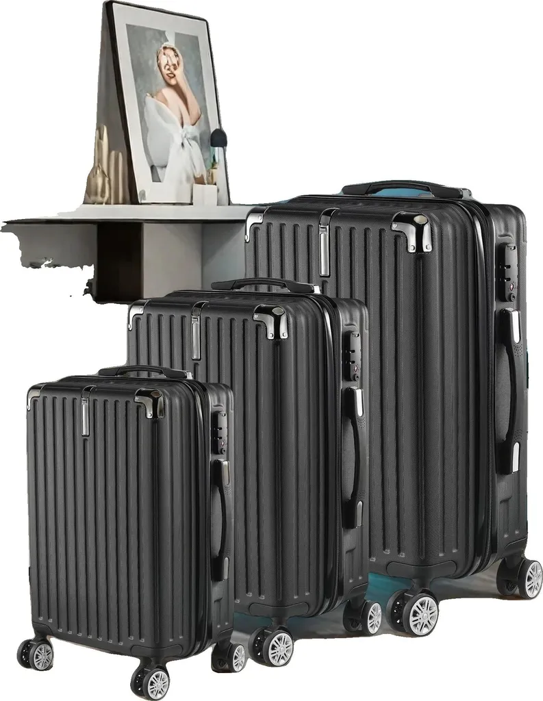 Valises de voyage rigides noires lot de 3 pièces maniables et solides