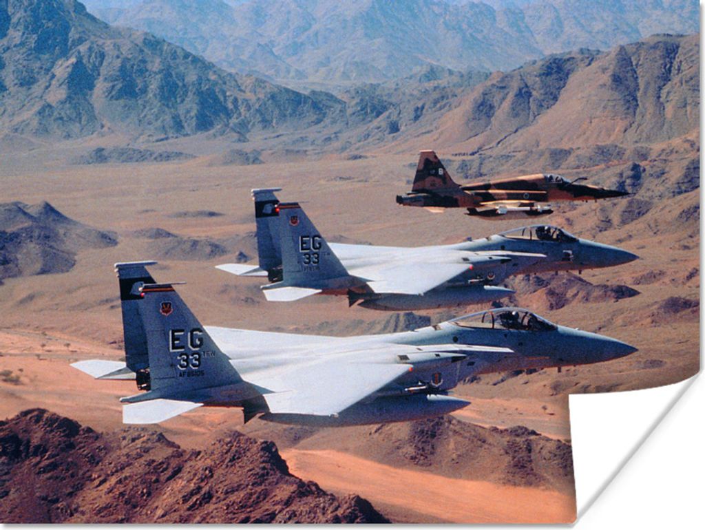 MuchoWow Poster Militärflugzeuge fliegen über die Wüste 120x90 cm - Wandbild