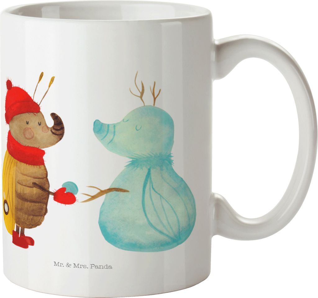 Mr. & Mrs. Panda Kindertasse Nachtfalter Schneemann - Weiß - Geschenk, Winter, Mehrwegbecher, Weihnachten, Campingbecher, Plastikbecher, Pott, Rei...
