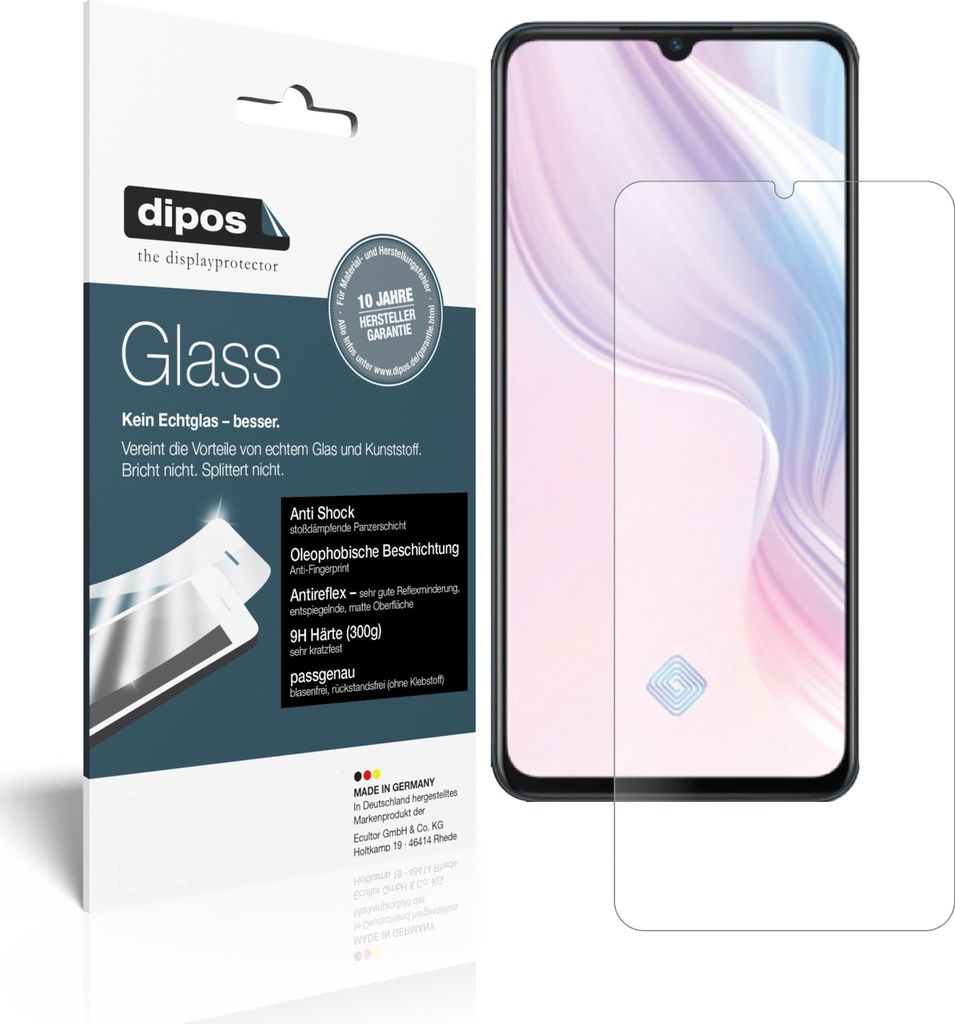 1x Schutzfolie für Vivo Y9s matt - Anti-Shock 9H Folie dipos Glass Kunststoffglas