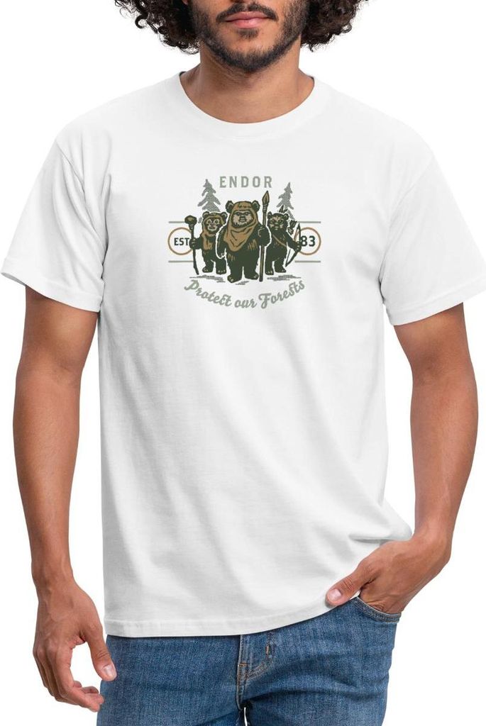 Star Wars Motiv & Spruch Endor Protect Our Forests Männer T-Shirt, 4XL, Weiß