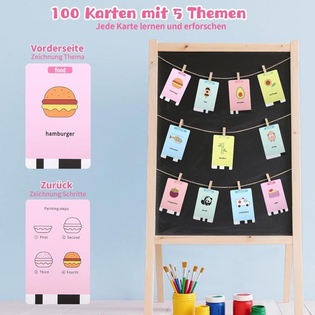Robot de dessin éducatif pour Enfants - Avec 100 cartes et 2 Stylos - Batterie 1800