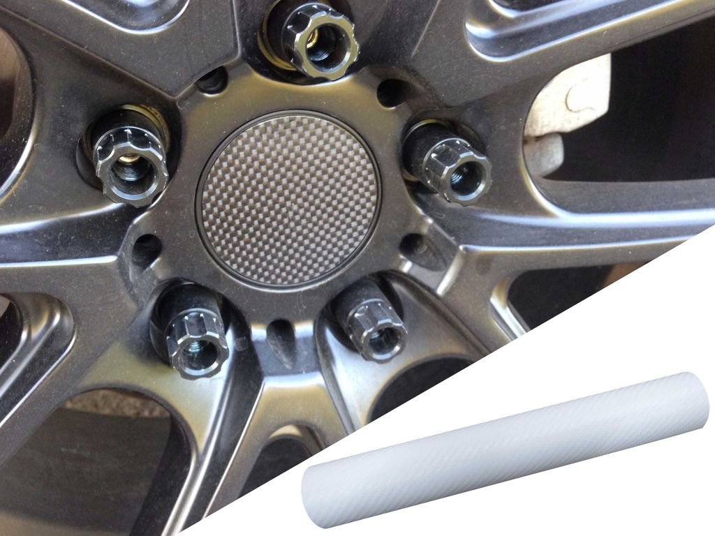 4x Alufelgen Felgen Naben Deckel Design Folie Carbon Weiß für viele Fahrzeuge