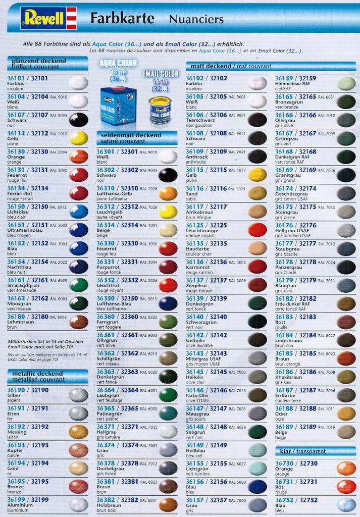 Revell Emailcolor  Komplettsortiment 88 Farben  /a. 14ml