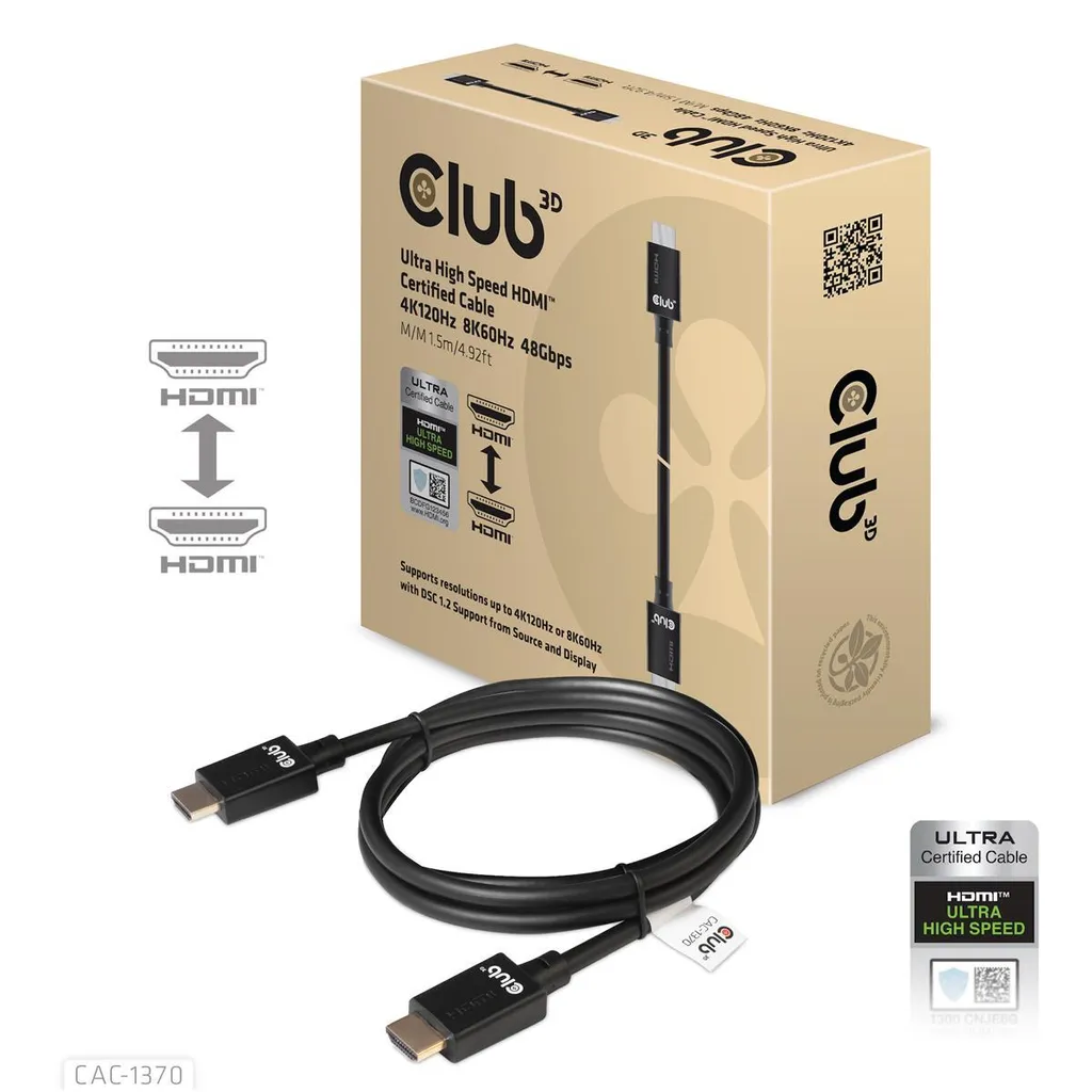 Cavo HDMI 2.1 Club3D 10K HDR 1.5m - Qualità Cinema 8K e eARC Professionale
