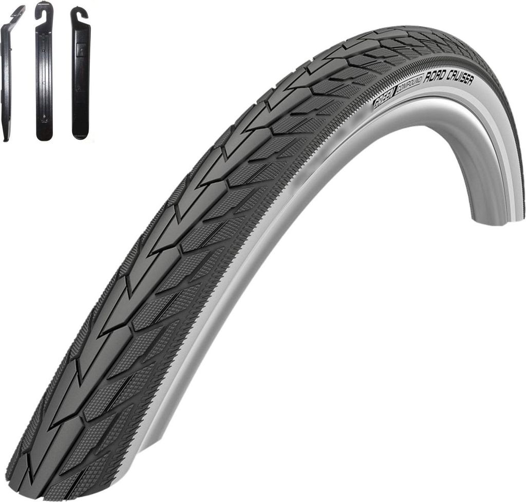 maxxi4you 1 x Schwalbe RoadCruiser Active K-Guard Weiß/Reflex 42-622 (28 x 1.60) inkl. maxxi4you Reifenheber
