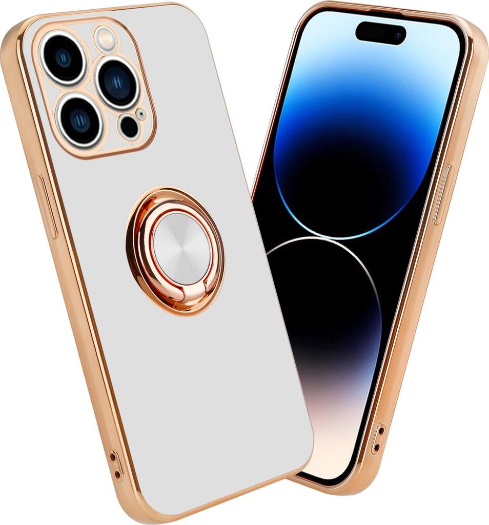 Cadorabo Schutzhülle für Apple iPhone 14 PRO MAX Hülle in Weiß Etui Case Cover Kameraschutz magnetische Autohalterung
