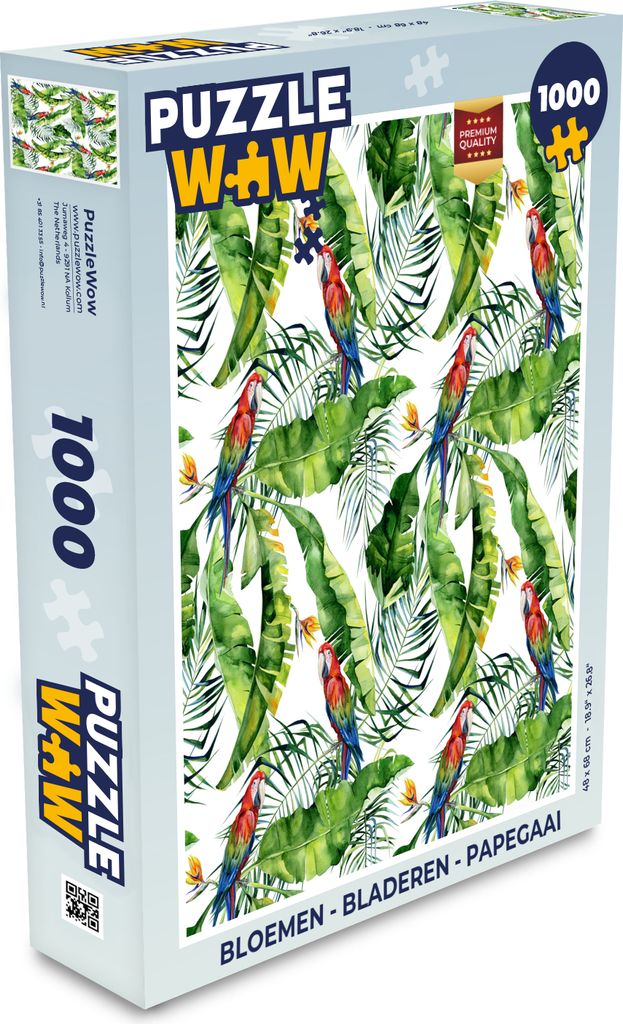 MuchoWow Puzzle 1000 Teile Blumen - Blätter - Papagei - Spielzeug - Alt und Jung - Spiele - Puzzeln