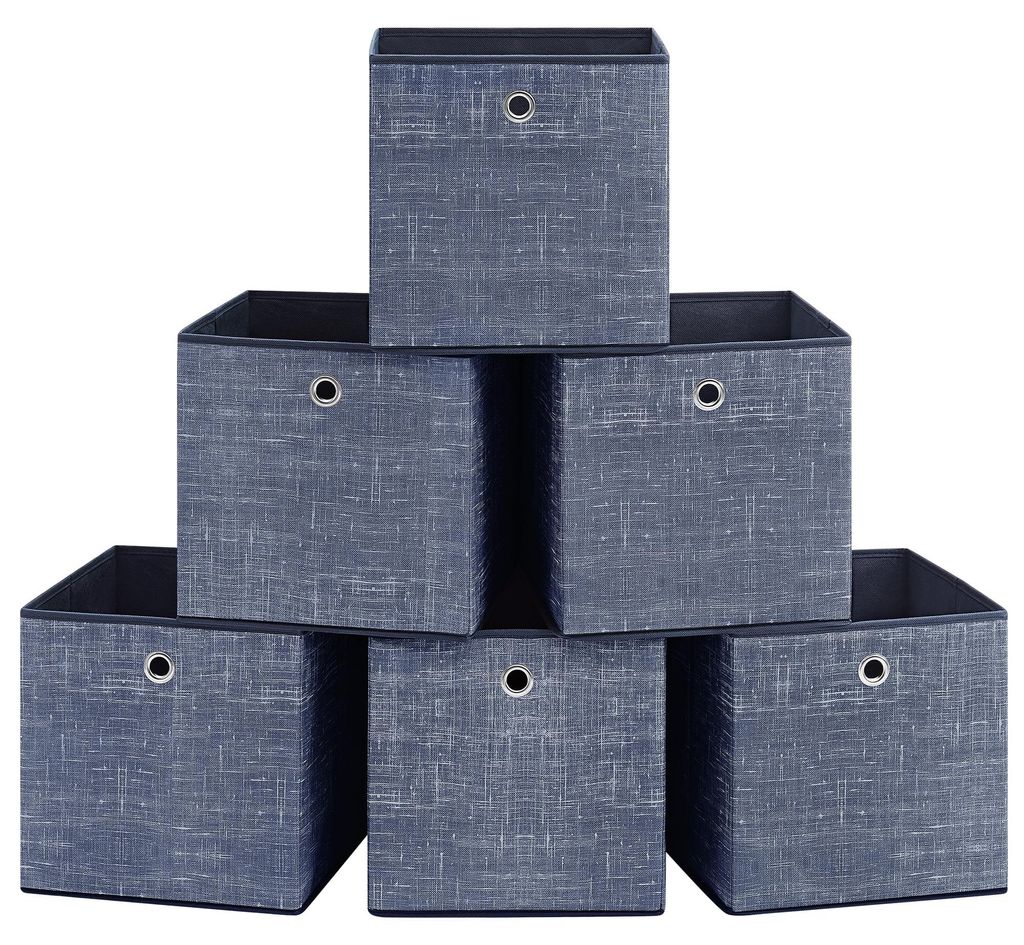 Aufbewahrungsboxen, 6er-Set, Organizer-Boxen aus Vliesstoff mit Griffen, 30 x 30 x 30 cm, Organizer-Box für Würfelregale, faltbar, Kleideraufbewa...