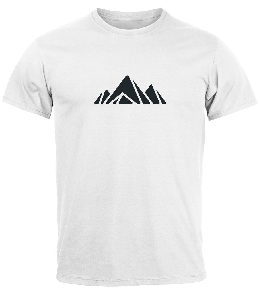Herren T-Shirt Berge Wandern Polygon Design Print Outdoor Fashion Streetstyle Neverless Polygon 1 weiß S