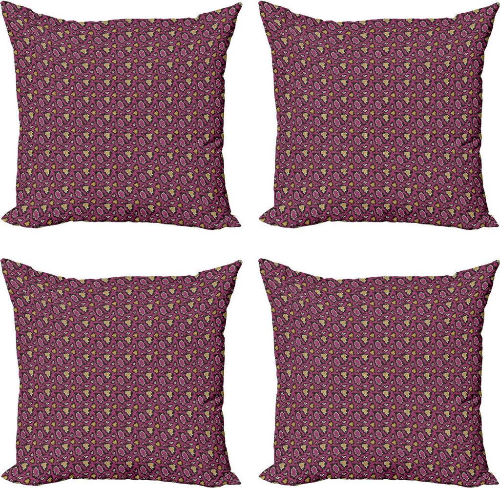 ABAKUHAUS Snakeskin drucken Kissenbezug Set (4 Stück), Wild Animal Art, Moderner Doppelseitiger Digitaldruck, 50 cm x 50 cm, Senf Dunkle Magenta