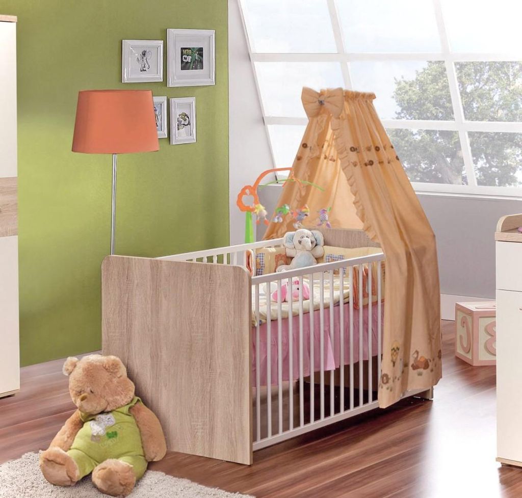 Babybett Kinderbett Winnie 70 x 140 cm 3 Schlupfsprossen Sonoma Eiche