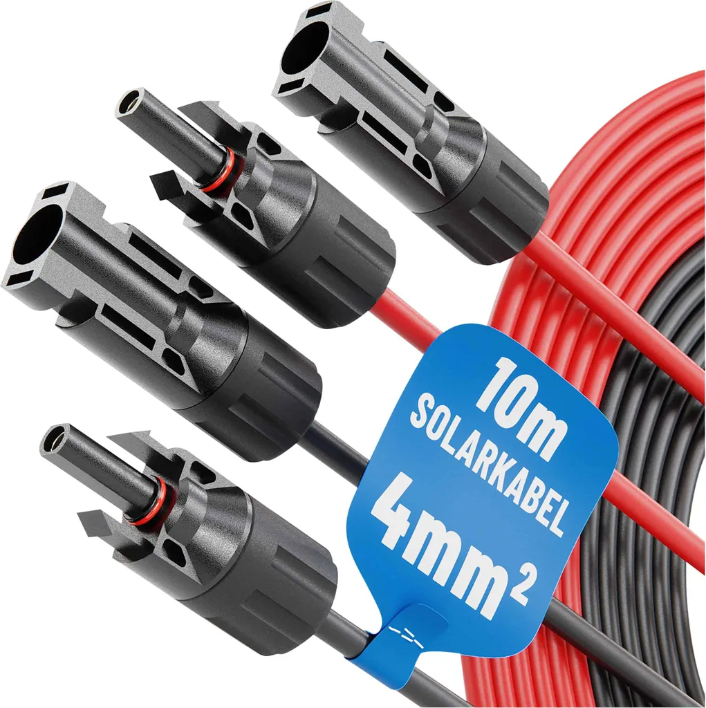 Paire de câbles solaires 4mm2 H1Z2Z2-K 10m pour installation PV